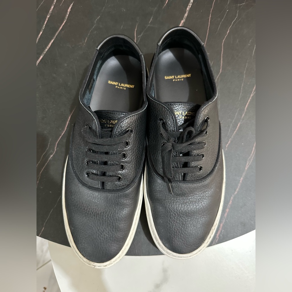 Saint Laurent Men's Black Leather Shoes Size 12